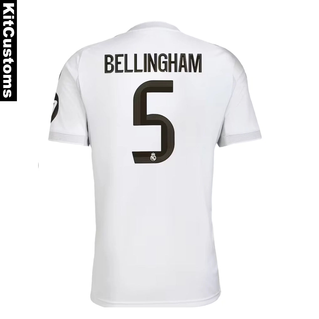 Real Madrid 25/26 Home Custom Football Shirt – Bellingham #5 | KitCustoms™